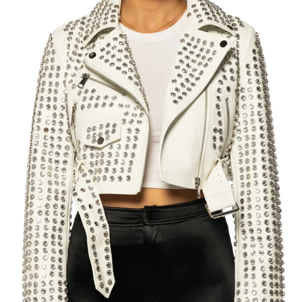 White Studded Women's Jacket